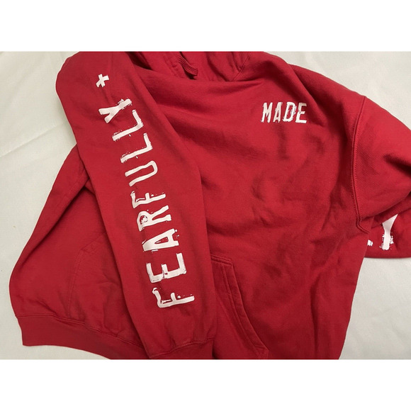 Beaconthreads Fearfully Wonderfully Made Red Mans Hoodie Pullover Size XL - Picture 5 of 7